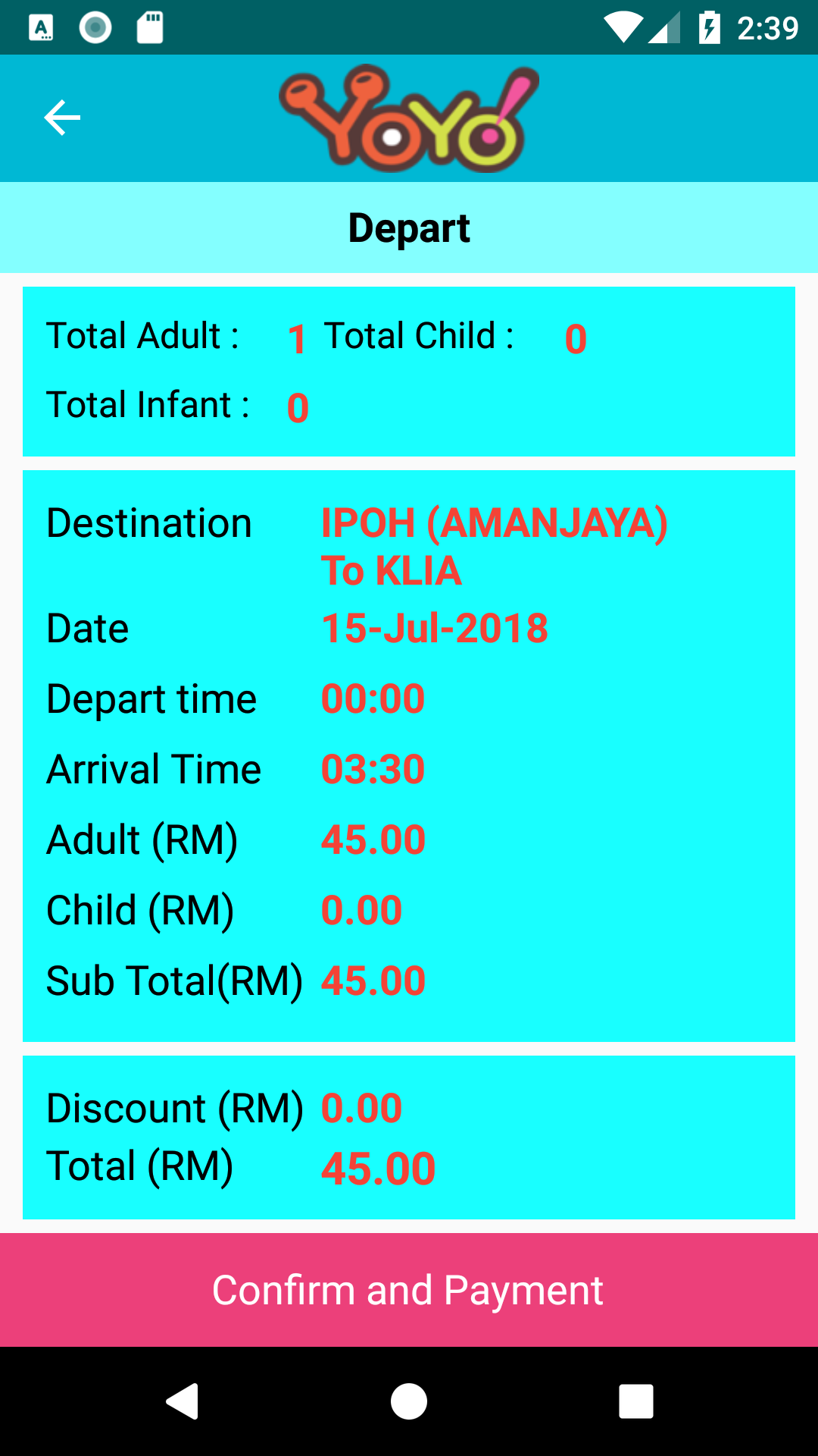 Yoyo Mobile App Confirm Payment